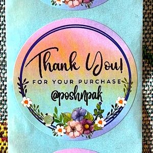 NEW!🌷50 CUSTOM THANK YOU STICKERS with your Closet name- colorful floral